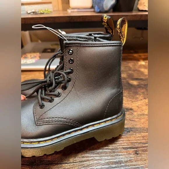 Dr. Martens Black Leather Boots Kids 12 NWOB