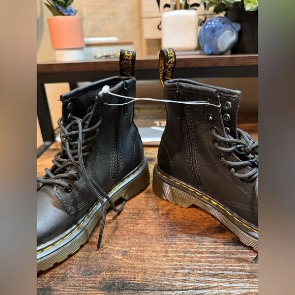 Dr. Martens Black Leather Boots Kids 12 NWOB