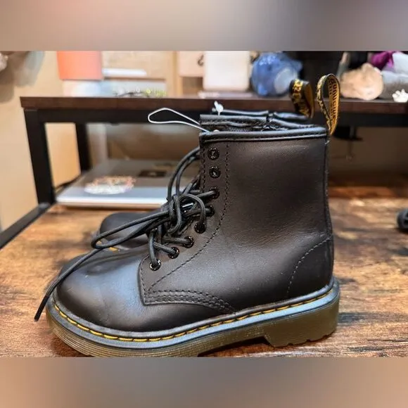 Dr. Martens Black Leather Boots Kids 12 NWOB