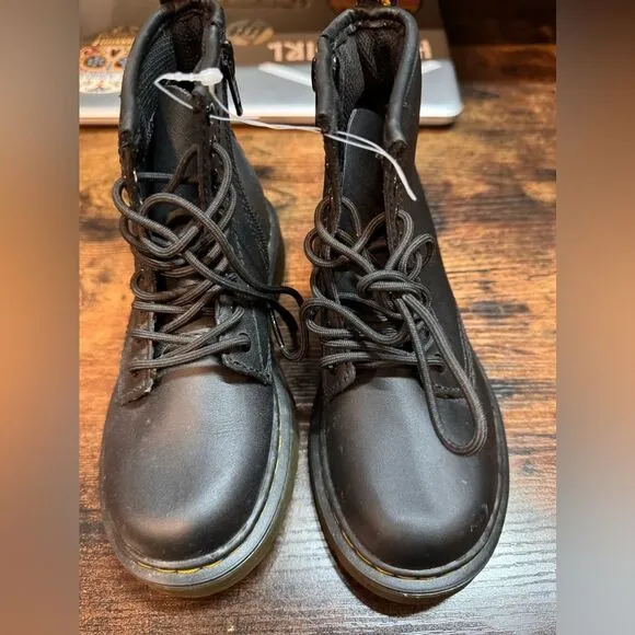 Dr. Martens Black Leather Boots Kids 12 NWOB