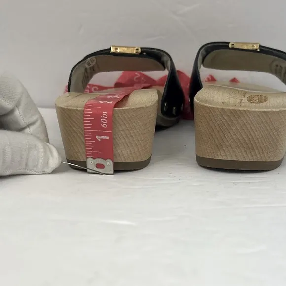 Dr Scholl’s ORIGINAL COLLECTION, BLACK, ADJUSTABLE TOP STRAP, WOODEN SOLE,SIZE 5