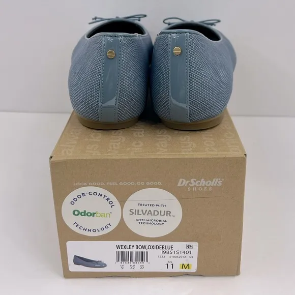 Dr SCHOLL’S WEXLEY BOW LOAFERS, OXIDE BLUE COLOR, ODOR-BAN, SIZE 11M, EUR 42