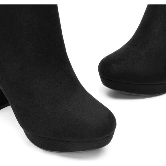 Dream Paris Women's Black Faux Suede Stomp High Heel Polyurethane Ankle Boots