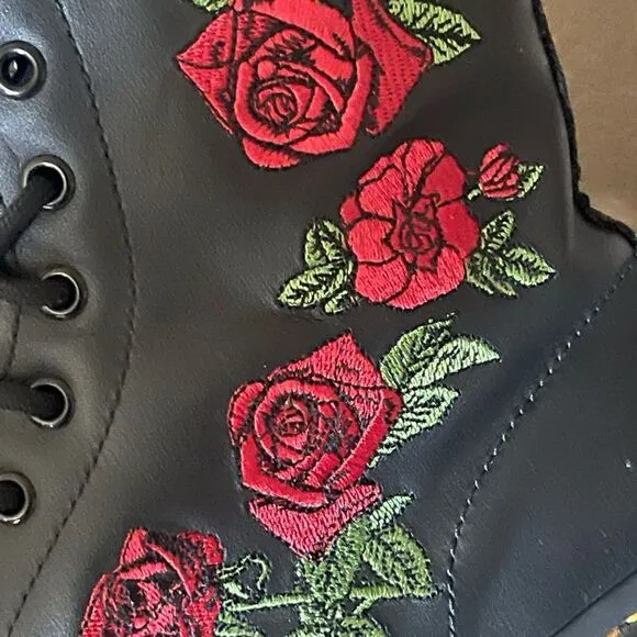 Dr. Martens 1460 Vonda Black Floral leather Embroidered Women's Boots