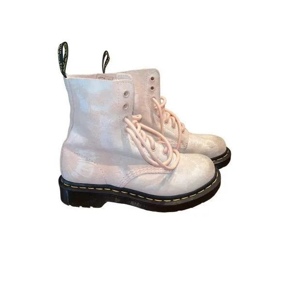 Dr Martens Pascal Tie Dye Women's Size 5 US 1460 Pink White Suede Leather Boot