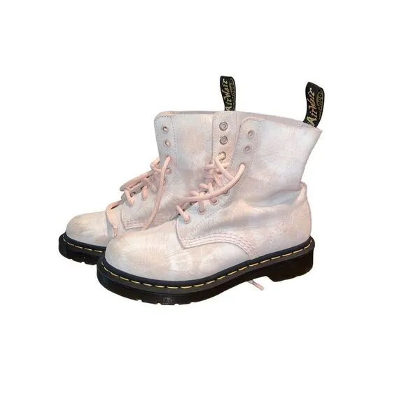 Dr Martens Pascal Tie Dye Women's Size 5 US 1460 Pink White Suede Leather Boot