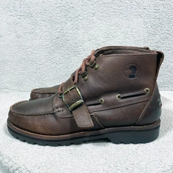 Duck Head Strap Buckle Boots Mens Size 11 M Brown Leather Made in Brazil
