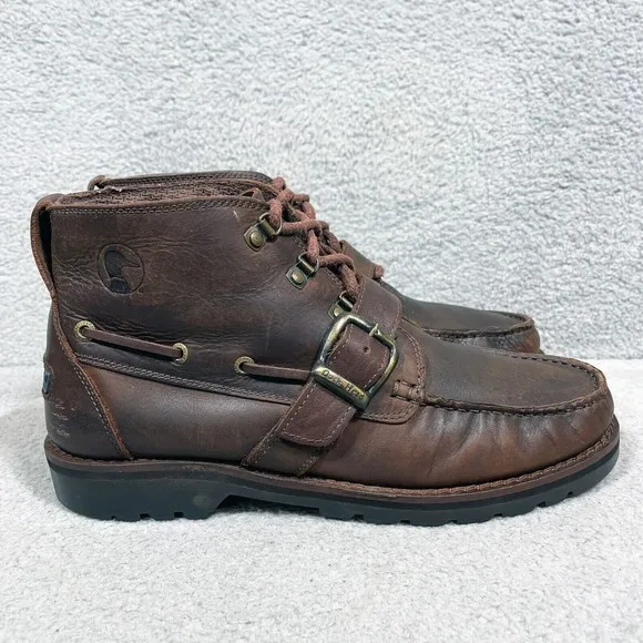 Duck Head Strap Buckle Boots Mens Size 11 M Brown Leather Made in Brazil