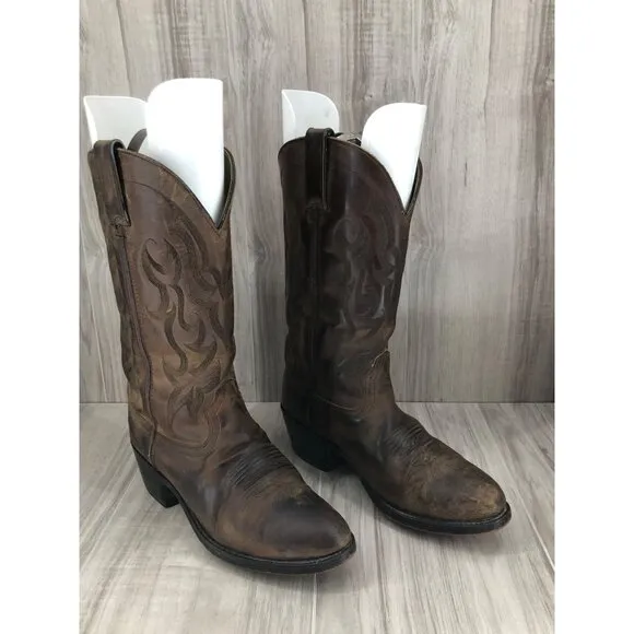 Durango Boots Mens 7D Brown Leather Pull On Cowboy Western