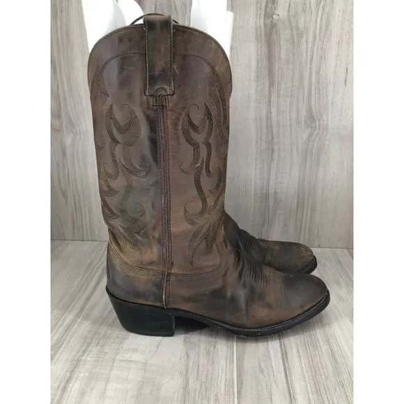 Durango Boots Mens 7D Brown Leather Pull On Cowboy Western