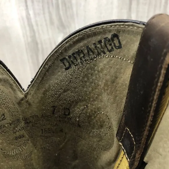 Durango Boots Mens 7D Brown Leather Pull On Cowboy Western