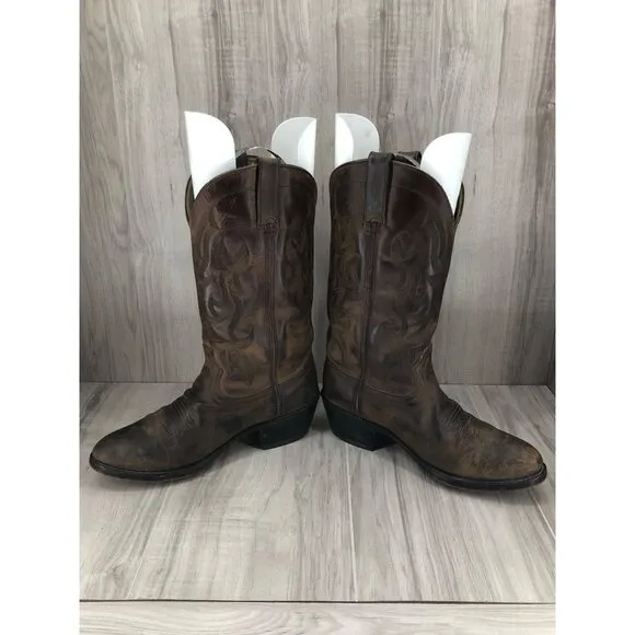 Durango Boots Mens 7D Brown Leather Pull On Cowboy Western
