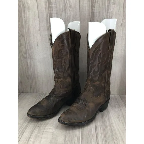 Durango Boots Mens 7D Brown Leather Pull On Cowboy Western
