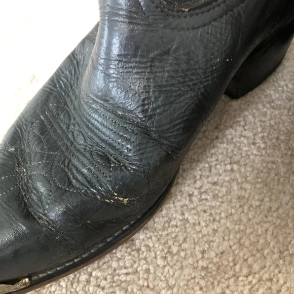 Durango Cowboy Boots Dark Gray Red Contrast Stitching Mens Size 9.5 EE Western
