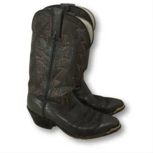 Durango Cowboy Boots Dark Gray Red Contrast Stitching Mens Size 9.5 EE Western