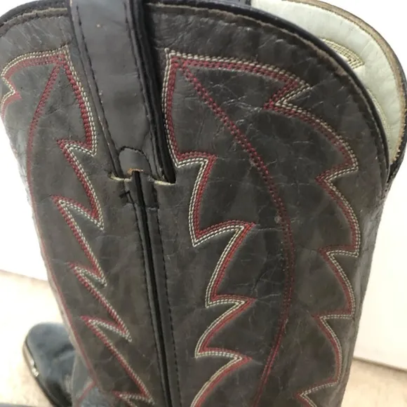 Durango Cowboy Boots Dark Gray Red Contrast Stitching Mens Size 9.5 EE Western