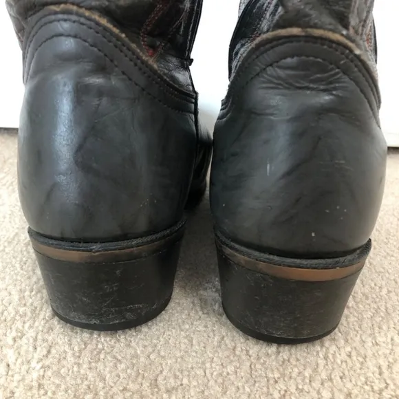 Durango Cowboy Boots Dark Gray Red Contrast Stitching Mens Size 9.5 EE Western