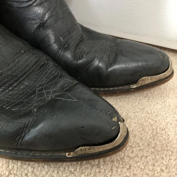 Durango Cowboy Boots Dark Gray Red Contrast Stitching Mens Size 9.5 EE Western