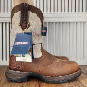 Durango Lady Rebel 10&quot; Cowgirl Boots Women 9.5M Brown Cream Composite Toe Saddle