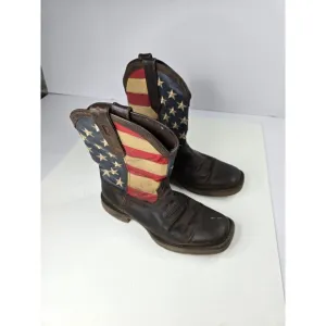 Durango Rebel American Flag 12&quot; Boots - Square Toe USA Patriotic - Mens Size 8.5
