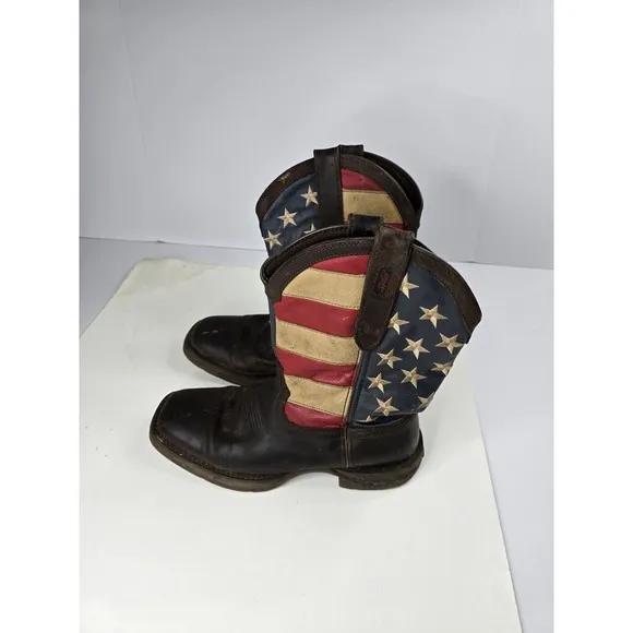 Durango Rebel American Flag 12&quot; Boots - Square Toe USA Patriotic - Mens Size 8.5