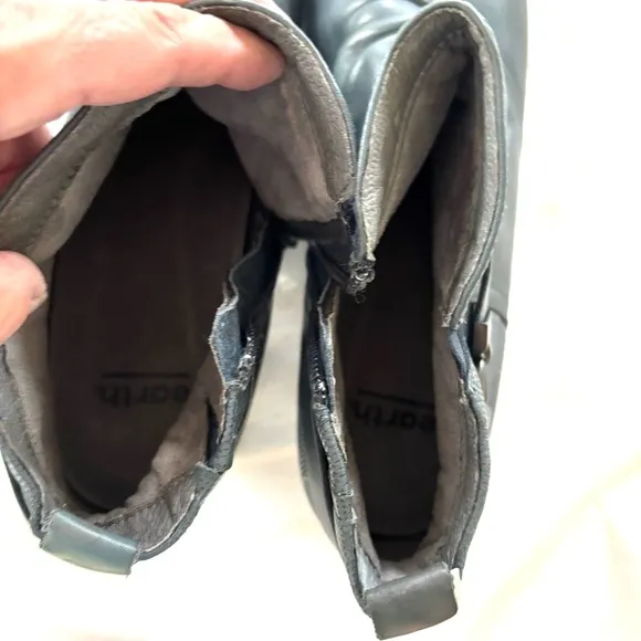 Earth Leather Calgary Ankle Boots Halifax heel zip grayish blue SZ 11 NWOT