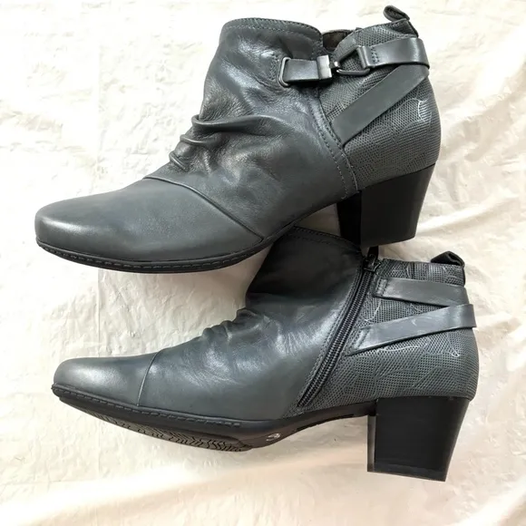 Earth Leather Calgary Ankle Boots Halifax heel zip grayish blue SZ 11 NWOT