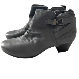 Earth Leather Calgary Ankle Boots Halifax heel zip grayish blue SZ 11 NWOT