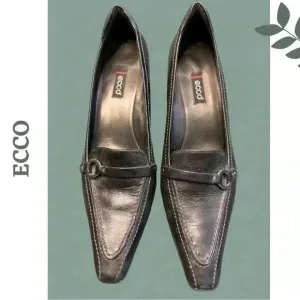 Ecco Black Leather Slip On Shoe with Heel Buckle Detail Size 41
