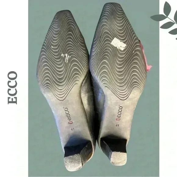 Ecco Black Leather Slip On Shoe with Heel Buckle Detail Size 41