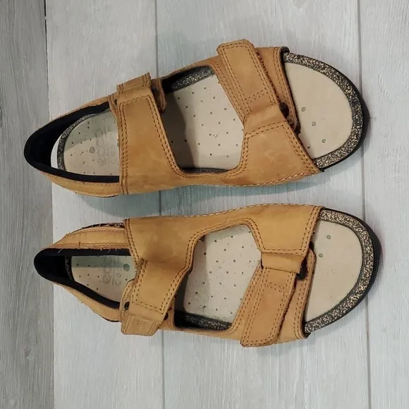 Ecco Comfort Outdoor Hook&amp;loop Leather Sandals Wedge Shoes sz 41/10-10.5
