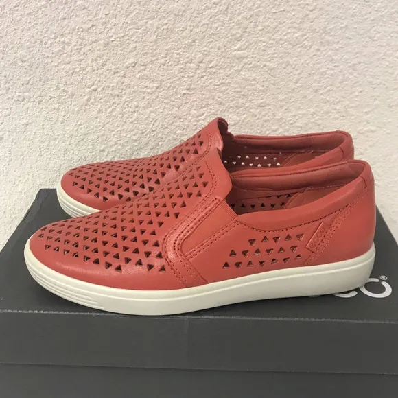 Ecco Women’s Soft 7 Laser Cut Slip-On Sneakers, Size US 5-5.5, Apricot