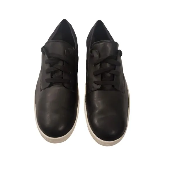 Eileen Fisher Black Soft Leather Prop Platform Lace Up Sneakers Women's Size 10