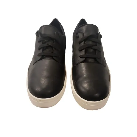 Eileen Fisher Black Soft Leather Prop Platform Lace Up Sneakers Women's Size 10