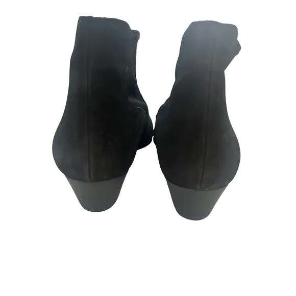 Eileen Fisher Knack Ankle Boot •7.5• Black Nubuck Leather Bootie Heel NEW $250