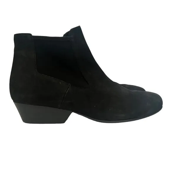 Eileen Fisher Knack Ankle Boot •7.5• Black Nubuck Leather Bootie Heel NEW $250
