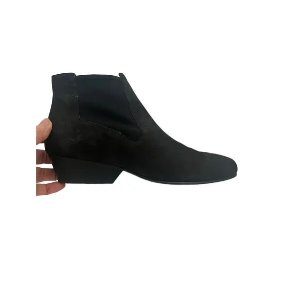 Eileen Fisher Knack Ankle Boot •7.5• Black Nubuck Leather Bootie Heel NEW $250