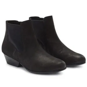 Eileen Fisher Knack Ankle Boot •7.5• Black Nubuck Leather Bootie Heel NEW $250