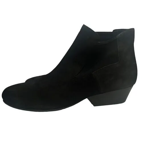 Eileen Fisher Knack Ankle Boot •7.5• Black Nubuck Leather Bootie Heel NEW $250