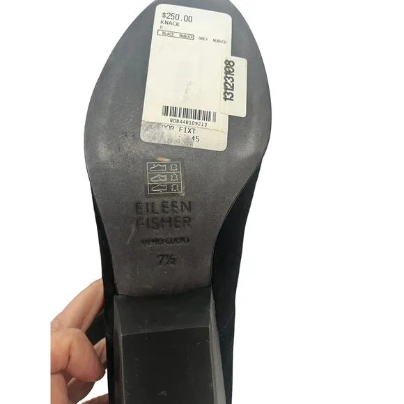 Eileen Fisher Knack Ankle Boot •7.5• Black Nubuck Leather Bootie Heel NEW $250