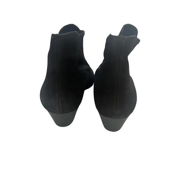 Eileen Fisher Knack Ankle Boot •7.5• Black Nubuck Leather Bootie Heel NEW $250