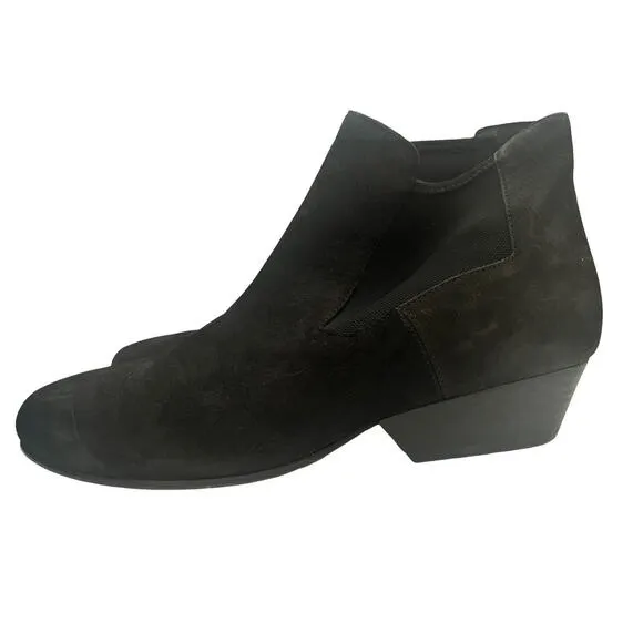 Eileen Fisher Knack Ankle Boot •7.5• Black Nubuck Leather Bootie Heel NEW $250