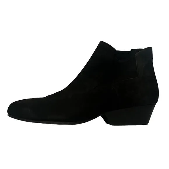Eileen Fisher Knack Ankle Boot •7.5• Black Nubuck Leather Bootie Heel NEW $250