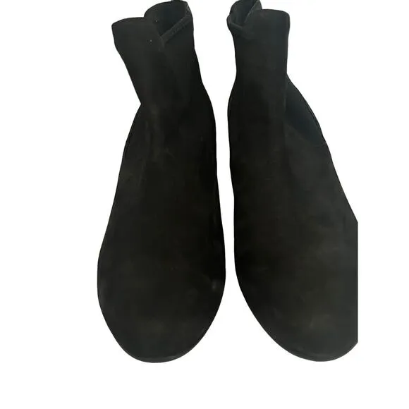 Eileen Fisher Knack Ankle Boot •7.5• Black Nubuck Leather Bootie Heel NEW $250