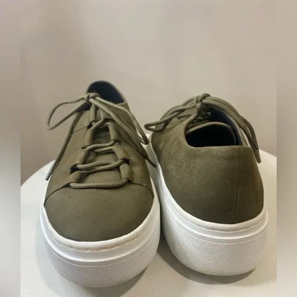 Eileen Fisher Womens Prescot Sneaker olive green Nubuck Platform Lace Up Shoe