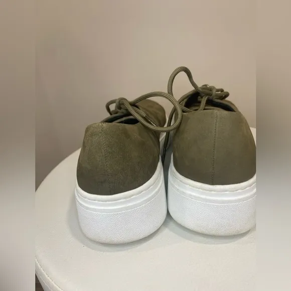 Eileen Fisher Womens Prescot Sneaker olive green Nubuck Platform Lace Up Shoe