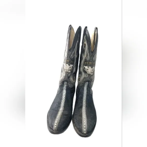 El General 1901 Exotic Stingray Western Cowboy Boots Women's Sz 7 Black Leather