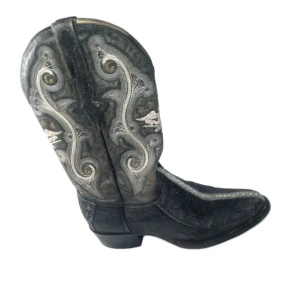 El General 1901 Exotic Stingray Western Cowboy Boots Women's Sz 7 Black Leather