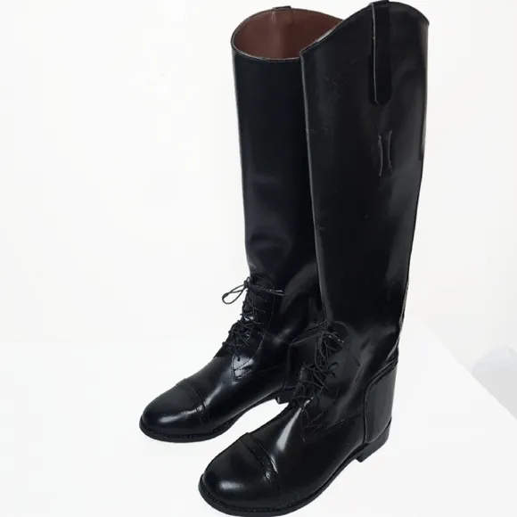 Equestrian 20&quot; Tall Women's Size 9.5R Knee High  Black Leather Riding Boots