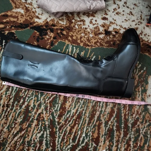 Equestrian 20&quot; Tall Women's Size 9.5R Knee High  Black Leather Riding Boots